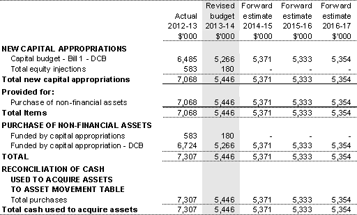 Table 3.2.5: Departmental capital budget statement